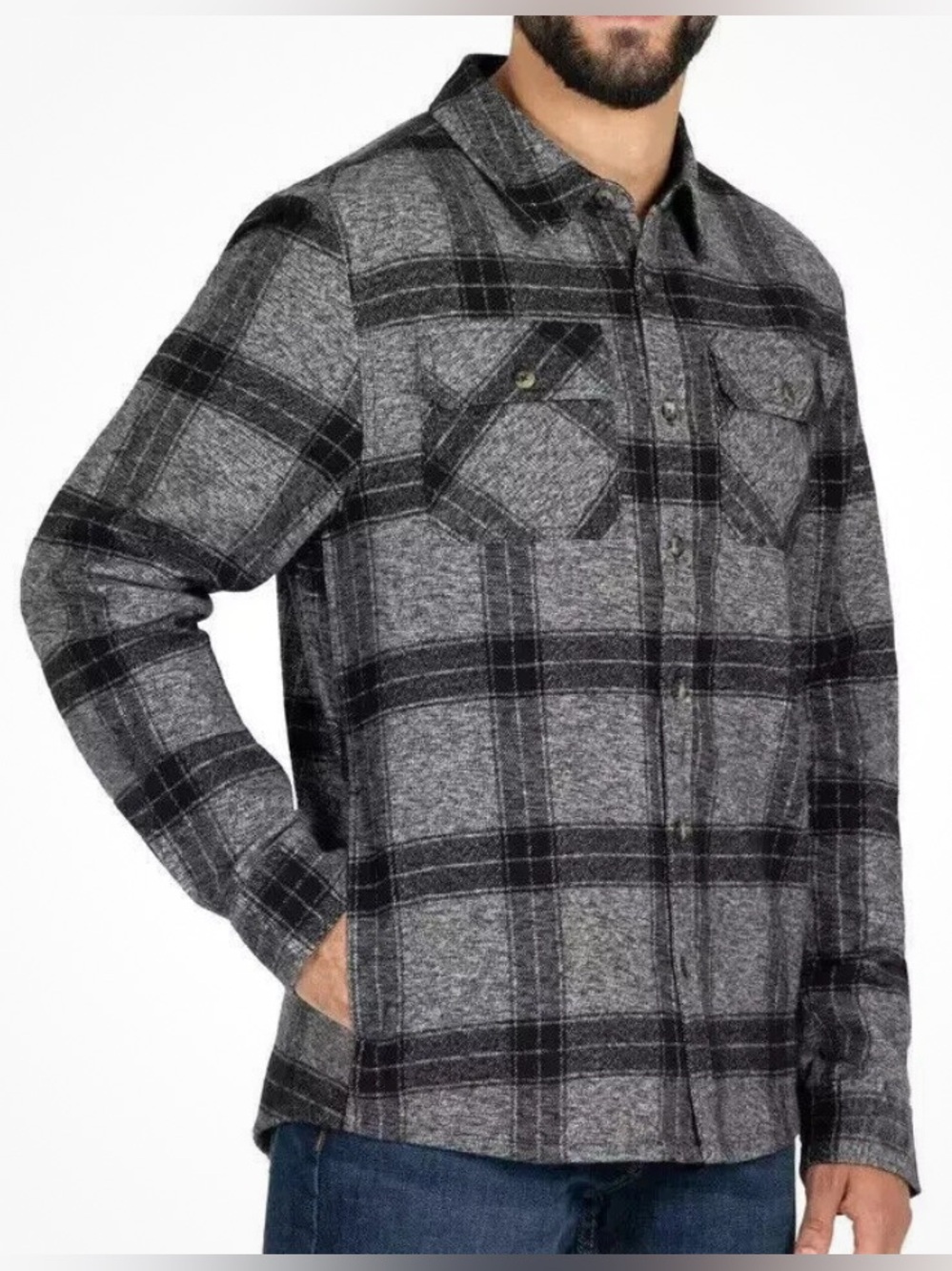 Colorado Clothing Men's Plaid Flannel Shirt, Black/Grey, New with tags